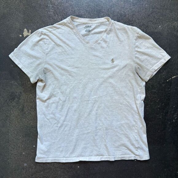 Polo Ralph Lauren V-Neck T-Shirt Size Medium Essential Small Pony Preppy - Picture 1 of 10